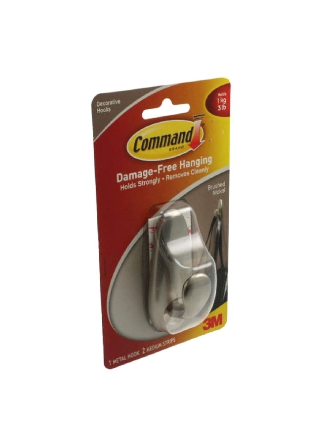 Command Damage-Free Large Durable Multi-Purpose Hanging Hook Brushed Nickel 4.13 x 1.63 Inch FC13-BN-ES  - Image 2