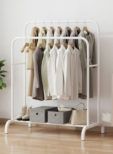 Metal Clothes Hanger Organizer and Clothes Stand - White 146x110x55 cm