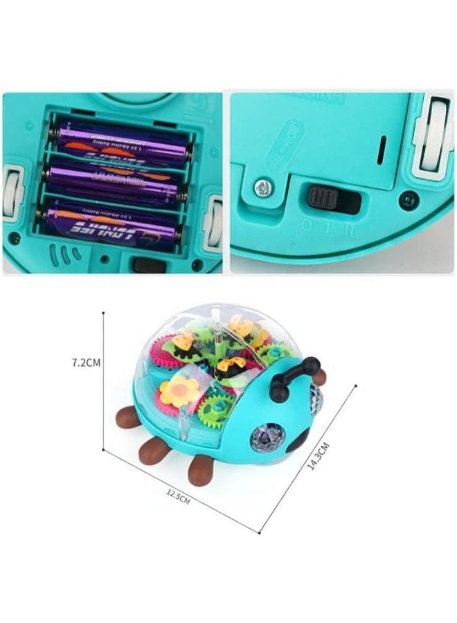 TOY GARDEN Electric Transparent Ladybug Gear Toy – Flashing Lights, Music, Bump & Go Action – STEM Toddler Toy for Boys & Girls 3+ - Image 4