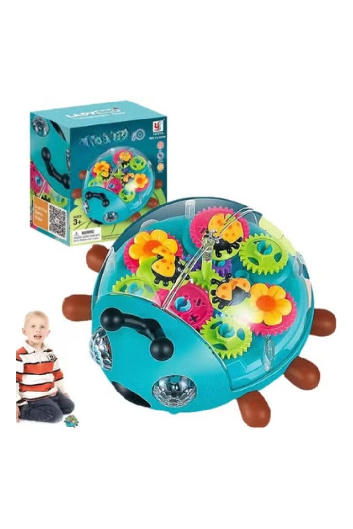 TOY GARDEN Electric Transparent Ladybug Gear Toy – Flashing Lights, Music, Bump & Go Action – STEM Toddler Toy for Boys & Girls 3+ - Image 1