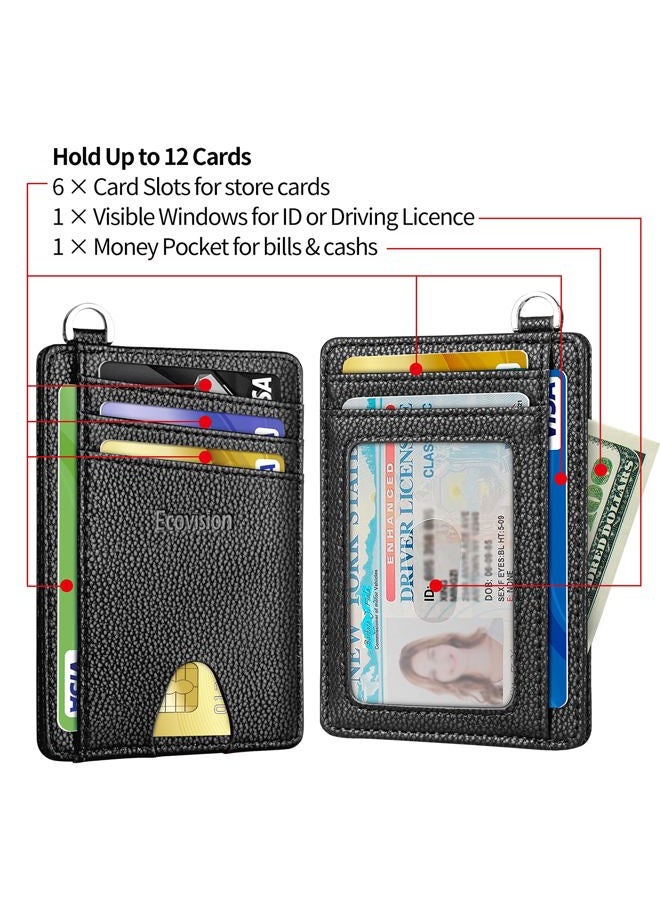 EcoVision Slim Minimalist Front Pocket Wallet, RFID Blocking Credit Card Holder Wallet with Detachable D-Shackle for Men Women - Image 5