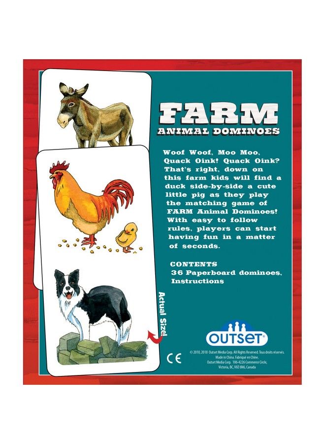 Outset Media Farm Animal Dominoes Outset Media Classic Matching Card Game No Reading Required Childen & Preschoolers Ages 3+ - Image 3