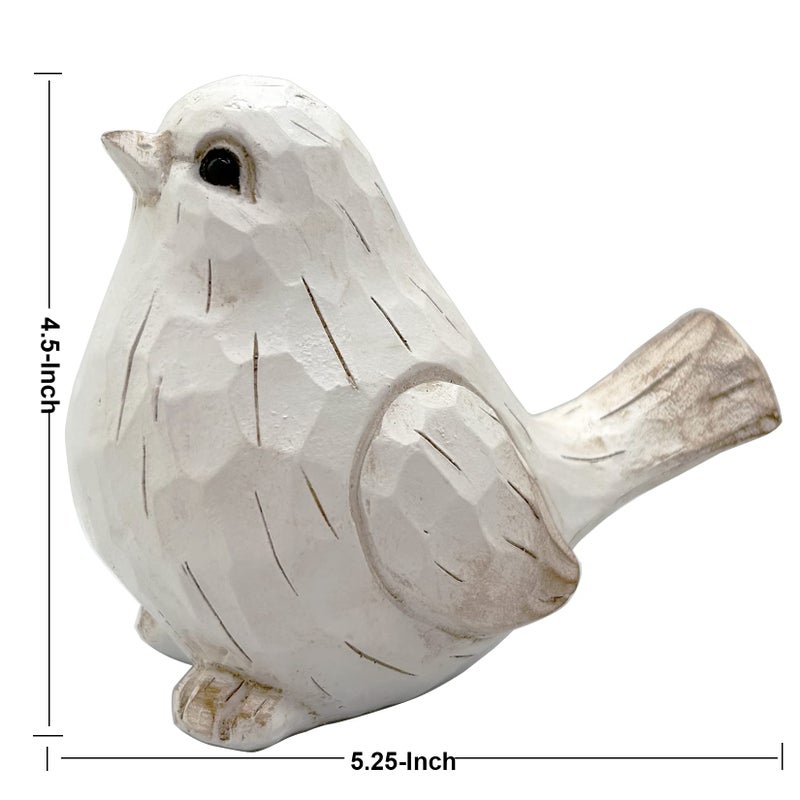 realideas New White Modern Farmhouse Bird Figurine, Bird Statue Sculpture - Carved Rustic Distressed Animal Bird Ornaments - Home Decor Accents Collectible Bird Figurine | Spring - Image 2