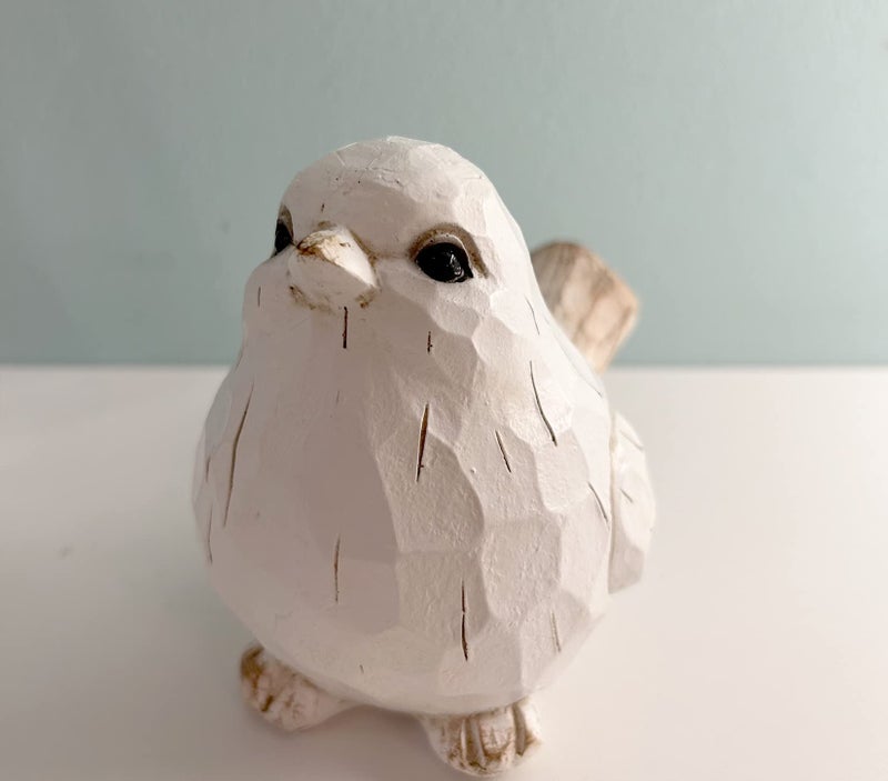 realideas New White Modern Farmhouse Bird Figurine, Bird Statue Sculpture - Carved Rustic Distressed Animal Bird Ornaments - Home Decor Accents Collectible Bird Figurine | Spring - Image 4