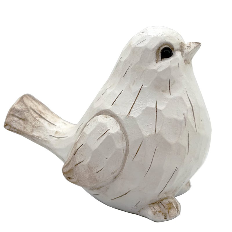 realideas New White Modern Farmhouse Bird Figurine, Bird Statue Sculpture - Carved Rustic Distressed Animal Bird Ornaments - Home Decor Accents Collectible Bird Figurine | Spring - Image 1