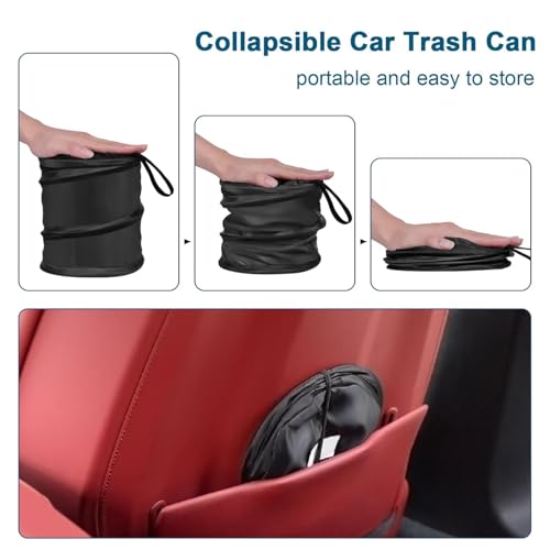 TASMAX car mini car dustbin car accessories Foldable Waste Bin Garbage Storage for Car Trash Bin Can Holder dustbin bags small garbage bags Foldable mini car dustbin Cars, Home, Office,(Black Pack 1) - Image 5