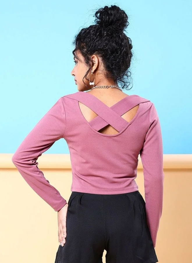 Freehand  Women Regular Fit Solid Round Neck Long Sleeve Top  | Best Price UAE