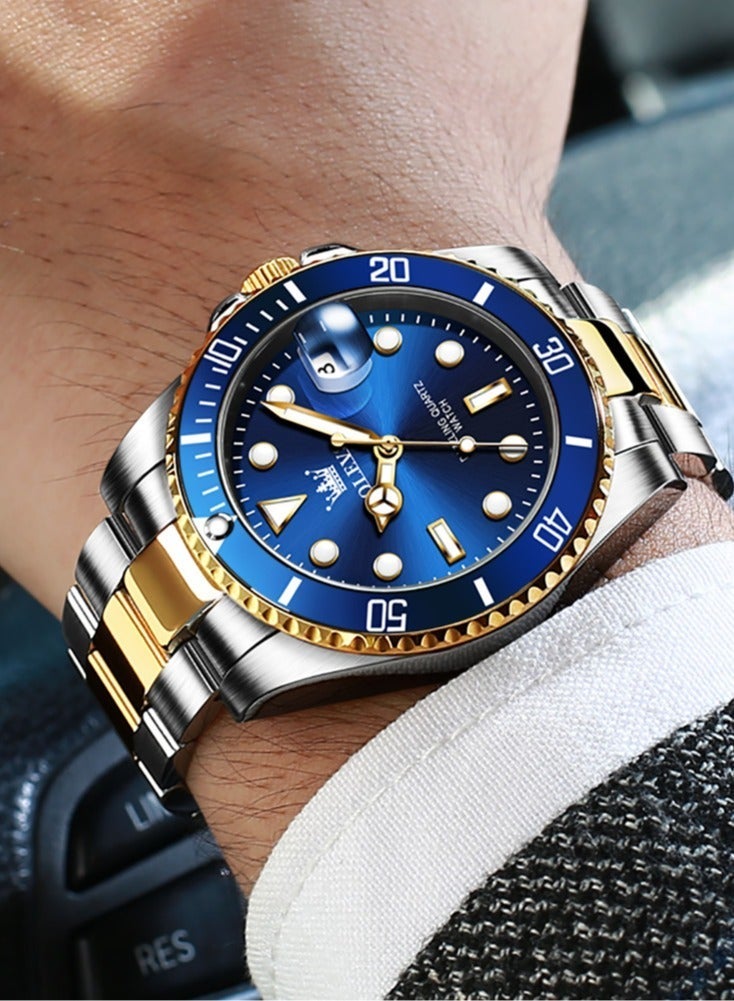 أوليفز ساعة OLEVS للرجال فاخرة من أفضل العلامات التجارية بتصميم حلقة خارجية دوارة باتجاه واحد ساعة كوارتز للرجال بتواريخ تلقائية وساعات يد مقاومة للماء - Image 5