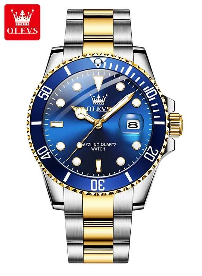 أوليفز ساعة OLEVS للرجال فاخرة من أفضل العلامات التجارية بتصميم حلقة خارجية دوارة باتجاه واحد ساعة كوارتز للرجال بتواريخ تلقائية وساعات يد مقاومة للماء - Image 1