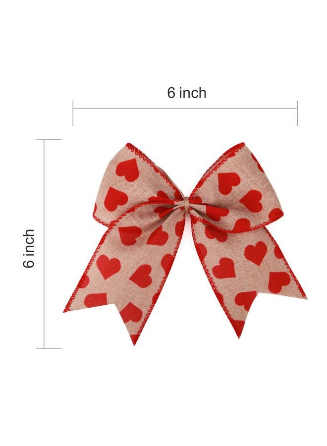 Meseey 12 Pcs 6 Inch Red Heart Printed Burlap Bows Decoration Bow for Gift Wrapping Party Holiday Basket Ornaments(Valentine) - Image 2
