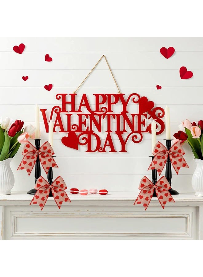 Meseey 12 Pcs 6 Inch Red Heart Printed Burlap Bows Decoration Bow for Gift Wrapping Party Holiday Basket Ornaments(Valentine) - Image 5