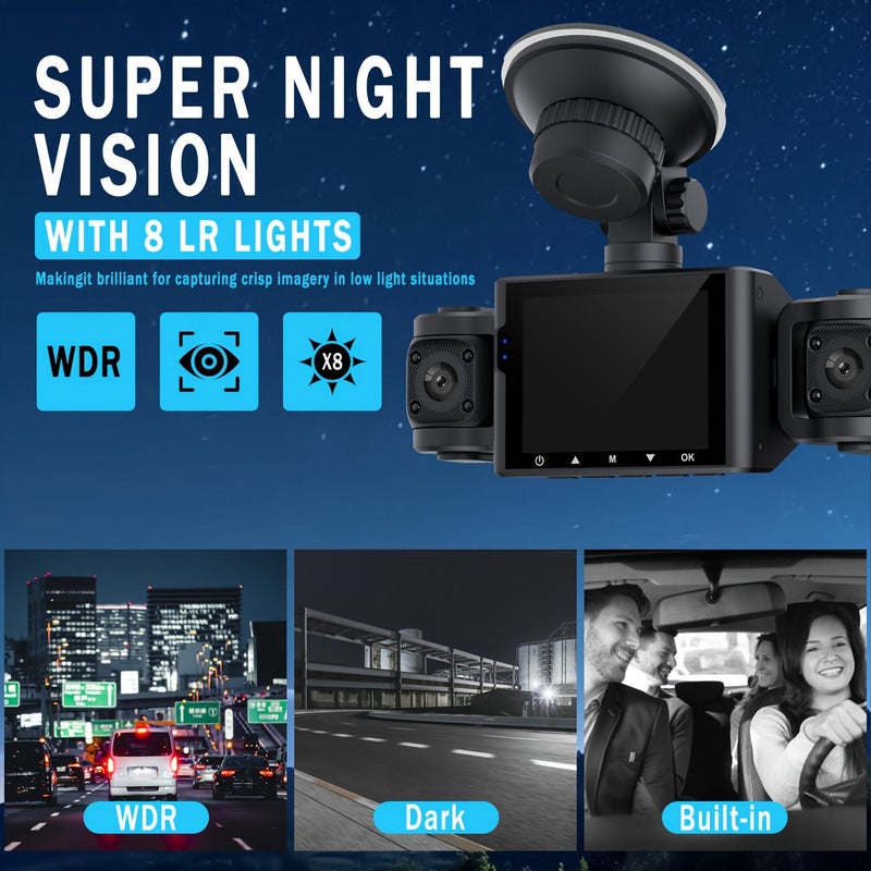 360 Degree 4 Channel Dash Cam 1080P Night Vision with 64GB Memory Card - Image 5