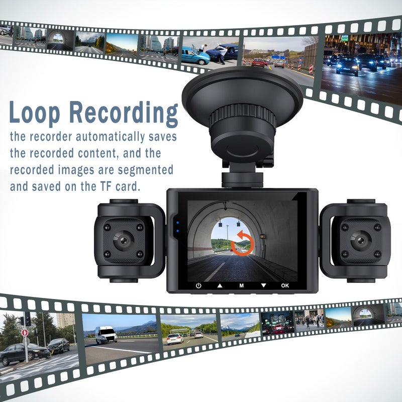 360 Degree 4 Channel Dash Cam 1080P Night Vision with 64GB Memory Card - Image 3