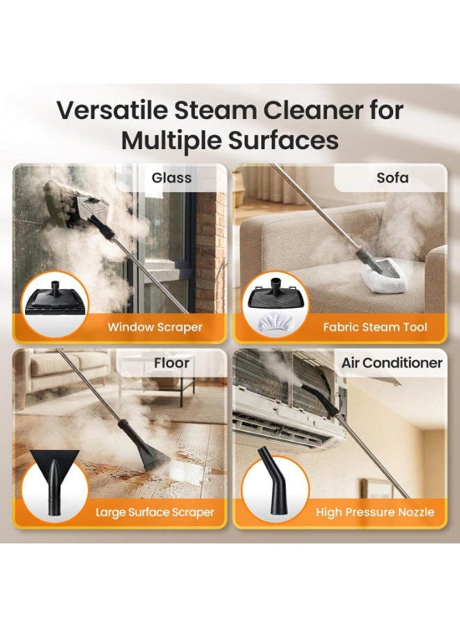 1500W Portable Steam Cleaner with 1.2L Water Tank – 8-in-1 Multipurpose High Pressure Steam Cleaning Machine, 6 Adjustable Steam Levels, Fast 15-Second Heating Up to 105°C, Ideal for Floors, Kitchens, Bathrooms, Cars, Upholstery, Windows & Home Cleaning - Image 5