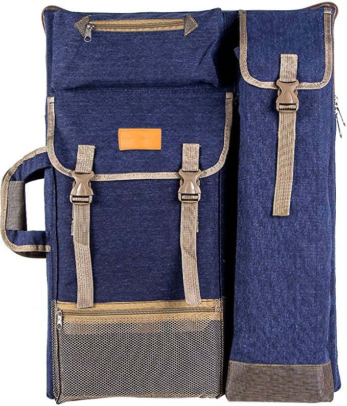 TRANSON Artist Backpack Art Portfolio Bag 26” x 19.5” Navy Blue - Image 1