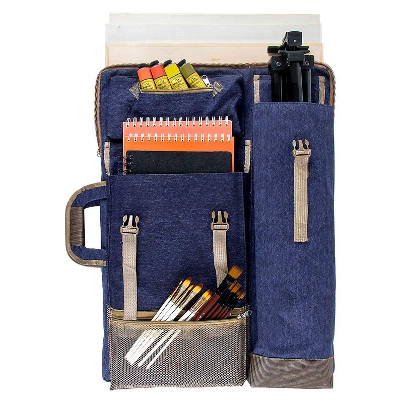 TRANSON Artist Backpack Art Portfolio Bag 26” x 19.5” Navy Blue - Image 4