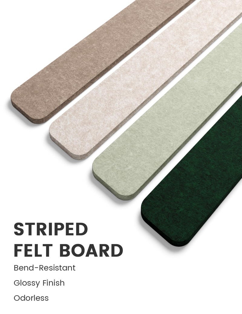 Fluxynara Cork Board Alternative Felt Strip Board 5-Pack 13"x2", Office Pin Board with 35 Push Pins, Adhesive Install for Bedroom Door & Home Office(Nordic Moss) - Image 3