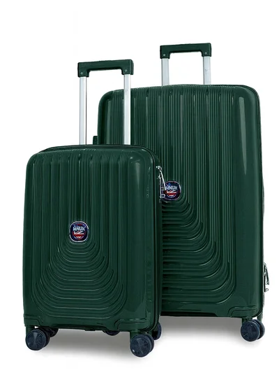 MNUK Viajero Stra Ordinario Set of 2 Luggage|Polypropylene (PP) Hardside Luggage Trolley|Double 360° 4 Wheeler| Cabin-20 Inch, Large-28 Inch|Dark Green
