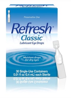 REFRESH Classic Lubricant Eye Drops, Preservative-Free, 0.01 Fl Oz Single-Use Containers, 30 Count (Pack of 1)  - Image 1
