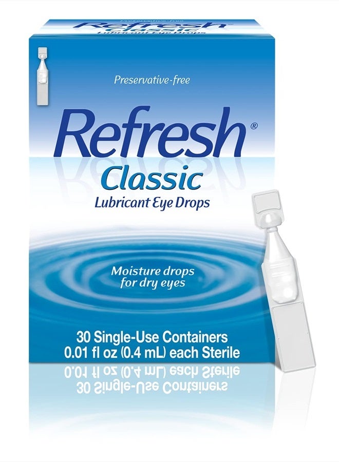 REFRESH Classic Lubricant Eye Drops, Preservative-Free, 0.01 Fl Oz Single-Use Containers, 30 Count (Pack of 1)  - Image 1