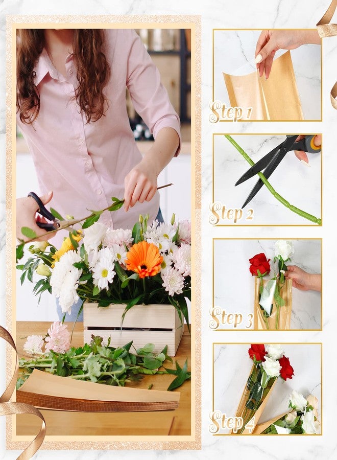 Sabary 100 Pcs Flower Bouquet Wrapping Paper Flower Rose Sleeves Bulk Floral Bags for Valentine Bridal Shower Wedding Anniversary Birthday Mother's Day(24.8" x 8.7" - Image 2