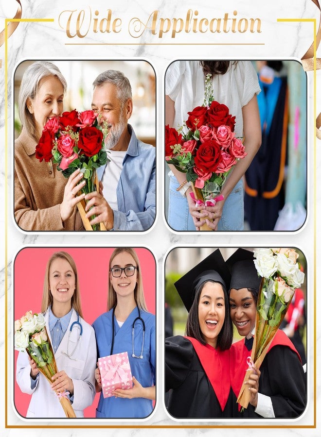 Sabary 100 Pcs Flower Bouquet Wrapping Paper Flower Rose Sleeves Bulk Floral Bags for Valentine Bridal Shower Wedding Anniversary Birthday Mother's Day(24.8" x 8.7" - Image 4