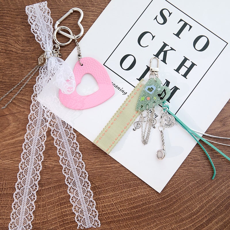 Bow Lace Love Bow Girl''s Heart White Summer Car Keychain Mobile Phone Case Bag Pendant Pendant - Image 3
