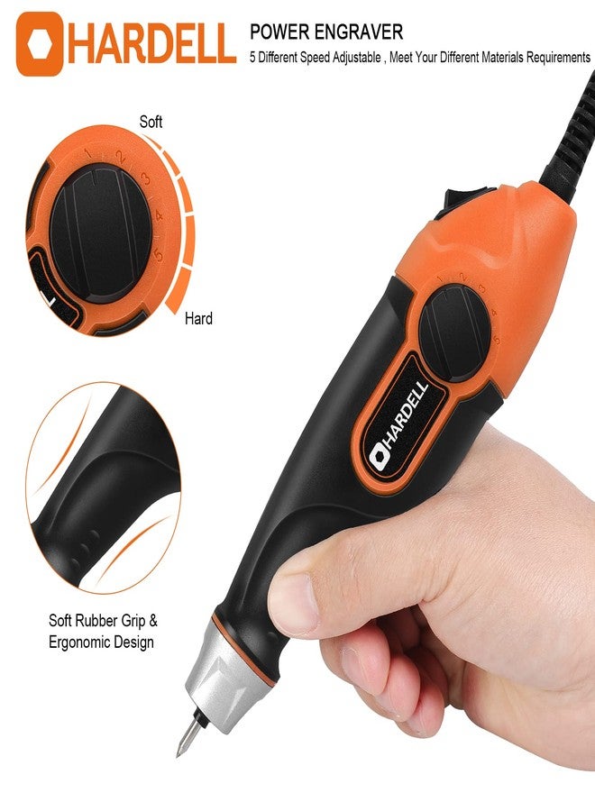HARDELL 24W Engraver Pen, 5 Speed Etching Tool with Letter/Number Stencil,Soft Handle Engraver with Tungsten Carbide Steel Bits for Metal, Tile, Stone, Wood,Leather, Glass, PVC Pipe, DIY Crafts - Image 4