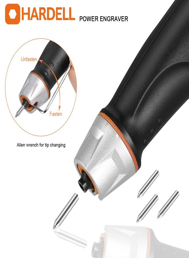 HARDELL 24W Engraver Pen, 5 Speed Etching Tool with Letter/Number Stencil,Soft Handle Engraver with Tungsten Carbide Steel Bits for Metal, Tile, Stone, Wood,Leather, Glass, PVC Pipe, DIY Crafts - Image 3