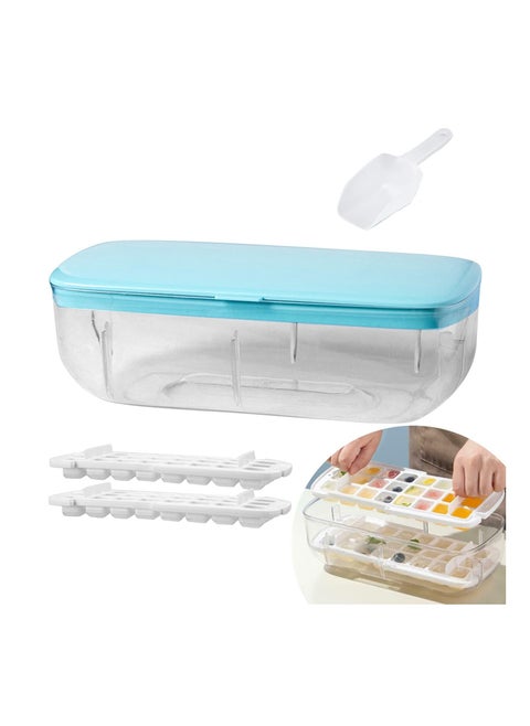 COOLBABY Pressed Type Ice Cube Trays Kits 5 in 1 Easy Release 1'' x 24 Ice Cube Trays(Blue)