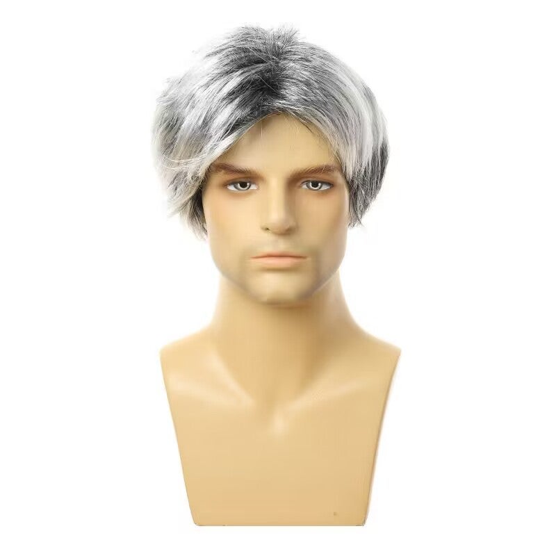Generic Halloween Kids Grandpa Cosplay Wig Vest Beard Wig with white tip