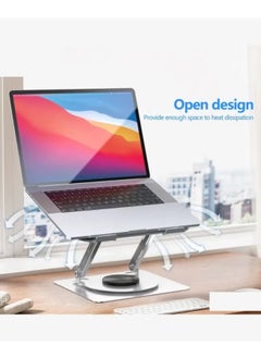 DUSALA EH257 360° Rotatable Laptop Stand for Desk – Adjustable Carbon Steel Riser with Porous Heat Dissipation and Flexible Angle Adjustment – Ergonomic and Sturdy Notebook Holder for 11" to 17.3" Laptops – Durable Silver Finish for Home and Office Use  - Image 4