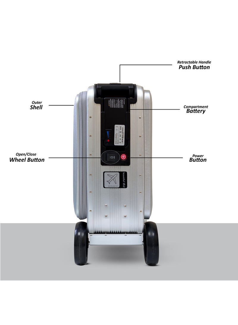 Mytoys Riding Luggage 20-Inch Rideable Suitcase, Electric Scooter Luggage Carry On Luggage with Removable Battery, TSA Lock,Load 110Kg Smart Riding Suitcase - Image 4