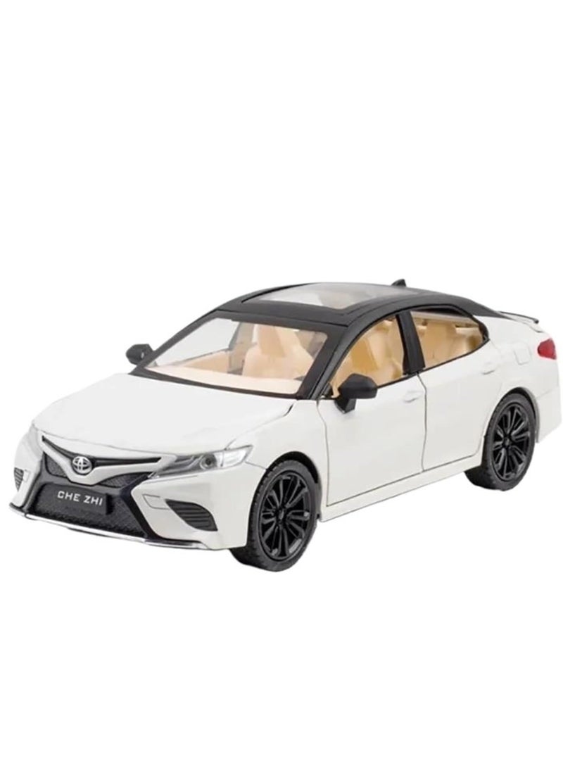 Miniature Replica Car Model 1:24 for Toyota Camry Friction Power Model Car Sound Light Pull Back Model Car Gift Collection Display Scale Die-cast Vehicle(White) - Image 1