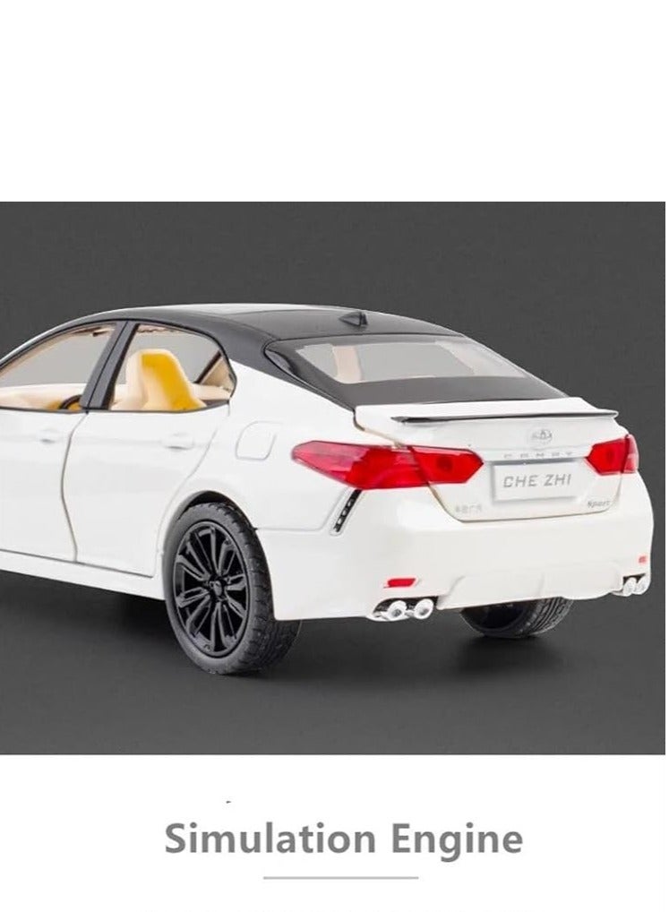 Miniature Replica Car Model 1:24 for Toyota Camry Friction Power Model Car Sound Light Pull Back Model Car Gift Collection Display Scale Die-cast Vehicle(White) - Image 3