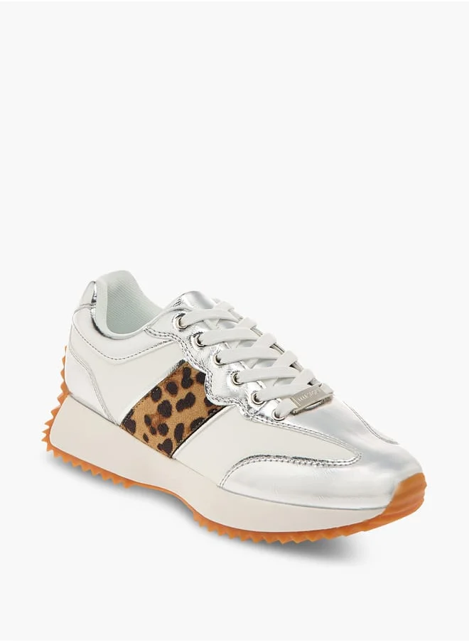 ايل Women's Animal Print Sneakers with Lace-Up Closure