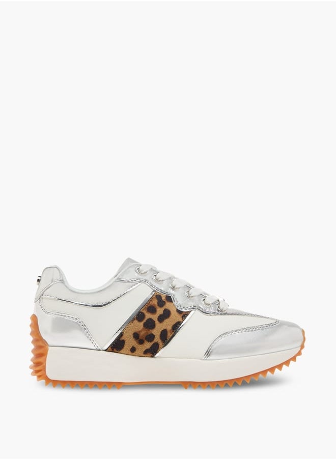 ELLE Women's Animal Print Sneakers with Lace-Up Closure  - Image 3