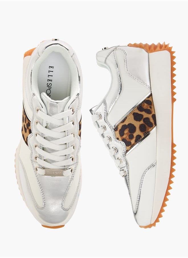 ELLE Women's Animal Print Sneakers with Lace-Up Closure  - Image 2
