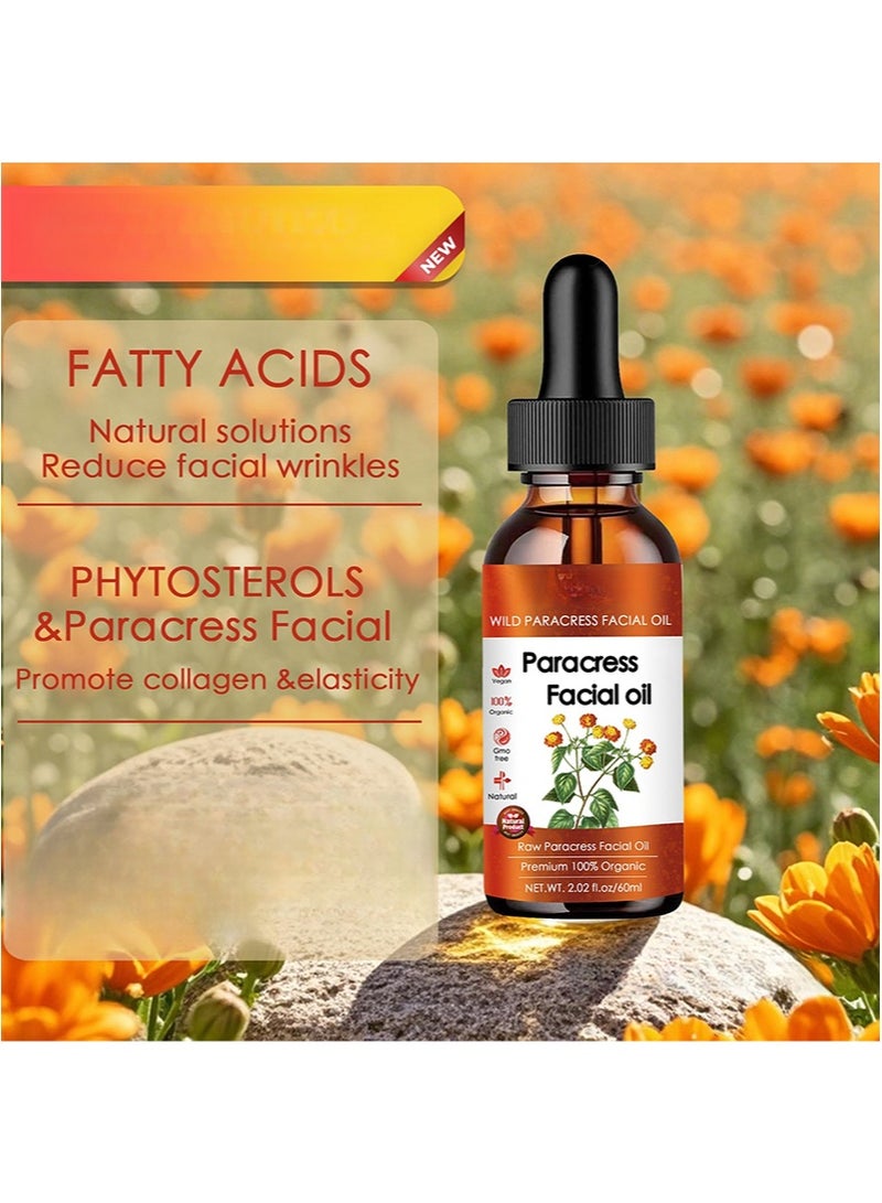 وايلد زيت الوجه باراكريس العضوي النقي 100% - مرطب أساسي مضاد للشيخوخة مع زهرة سبيلانثيس أكميلا أوليراسيا وزيت MCT لتقليل التجاعيد وترطيب البشرة وتفتيحها وتوهجها 2.02 أونصة سائلة (قطعة واحدة) - Image 2