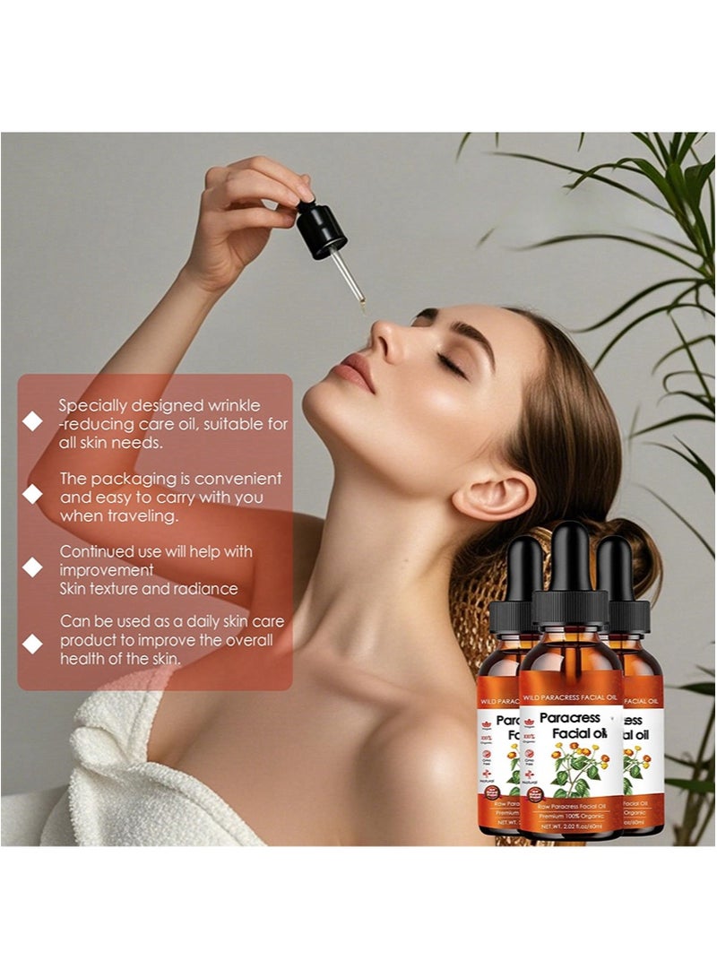 وايلد زيت الوجه باراكريس العضوي النقي 100% - مرطب أساسي مضاد للشيخوخة مع زهرة سبيلانثيس أكميلا أوليراسيا وزيت MCT لتقليل التجاعيد وترطيب البشرة وتفتيحها وتوهجها 2.02 أونصة سائلة (قطعة واحدة) - Image 5