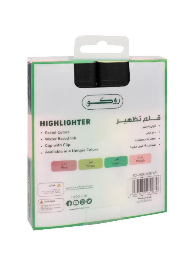 ROCO Pack of 4- Highlighters 1.2 - 5 mm Chisel (Assorted Colors) - Image 2