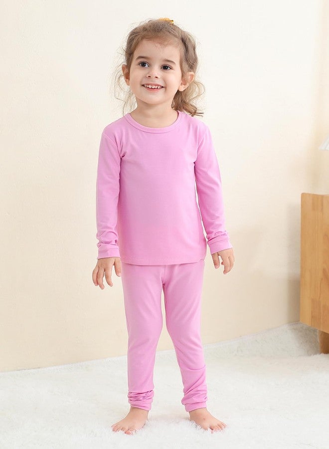 GUISBY Baby Boy Girl Pajama Set, Soft Rayon of Bamboo Toddler Snug fit Long Sleeve with Pants Pjs Sleepwear Pink 4T - Image 5