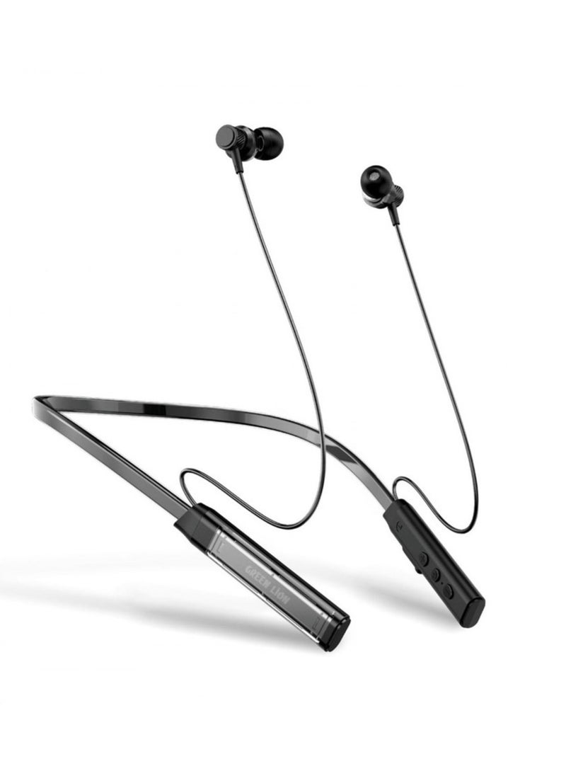 GREEN LION - Veria Wireless Neckband Earphones with Control Buttons, Up to 17 Hours Play Time & Up to 17.5 Hours Talk Time, 65 Days Standby, FTD Chipset, Built-in Microphone, 12m Transmission Range - Black - Image 1