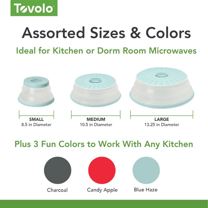 Tovolo Large Microwave Splatter Cover Blue Haze 13 inch Collapsible Silicone Splatter Cover for Extra Large Microwaves, Dishwasher Safe Vented Plate Guard BPA Reheating Cover for Food - Image 5