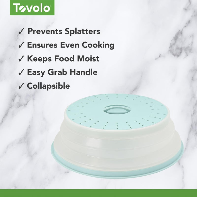 Tovolo Large Microwave Splatter Cover Blue Haze 13 inch Collapsible Silicone Splatter Cover for Extra Large Microwaves, Dishwasher Safe Vented Plate Guard BPA Reheating Cover for Food - Image 3