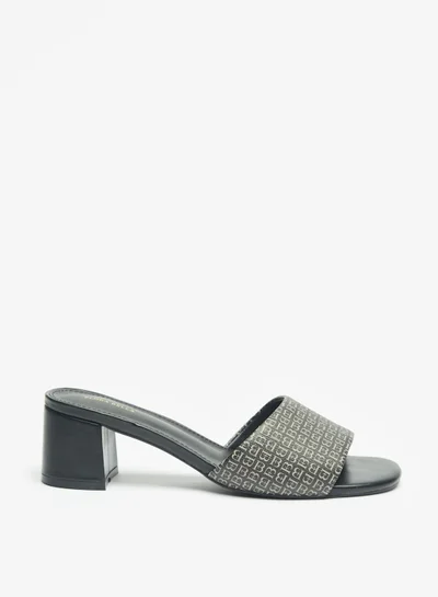 Flora Bella By Shoexpress Womens Logo Detail Slip-On Sandals with Block Heels