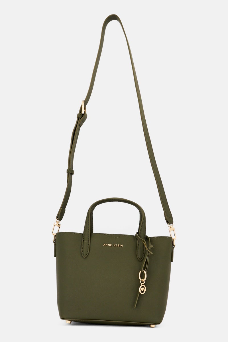 ANNE KLEIN Women Brand Logo Handbag, Dark Olive - Image 1