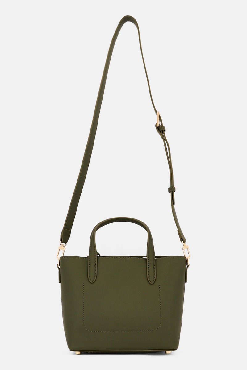 ANNE KLEIN Women Brand Logo Handbag, Dark Olive - Image 2