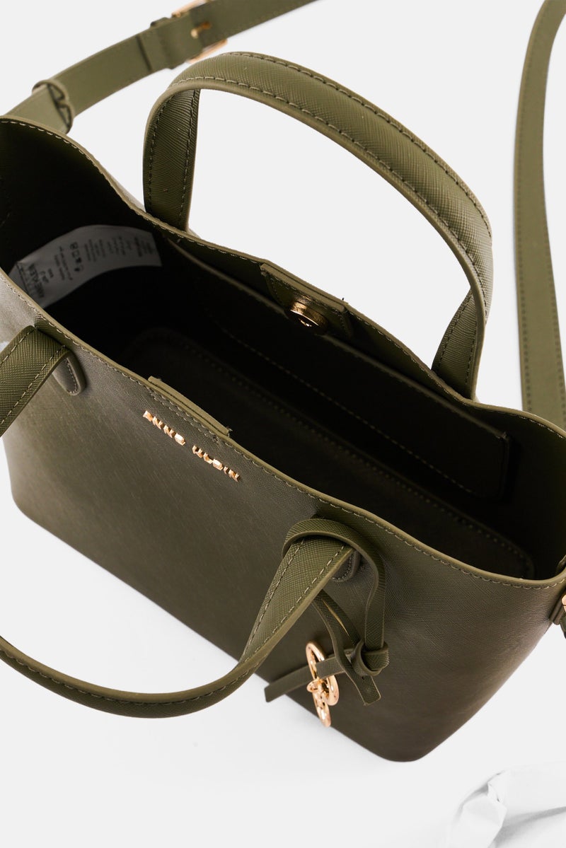 ANNE KLEIN Women Brand Logo Handbag, Dark Olive - Image 3