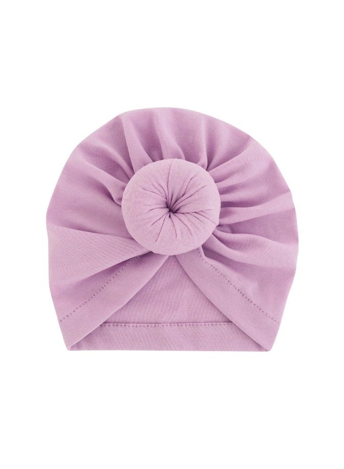 Baby Soid Color Maruko Hat Headcarf Doughnut Girl Head Cap 1 month to 24 month Purple - Image 1